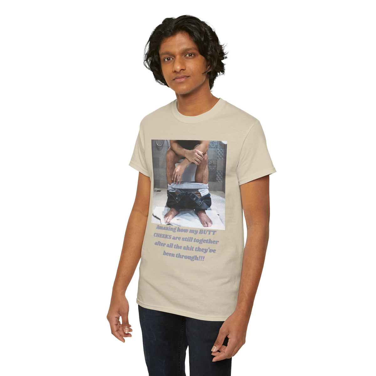 Still Together Bathroom Humor Tee – Male Design, Front Print | Intuition Within
