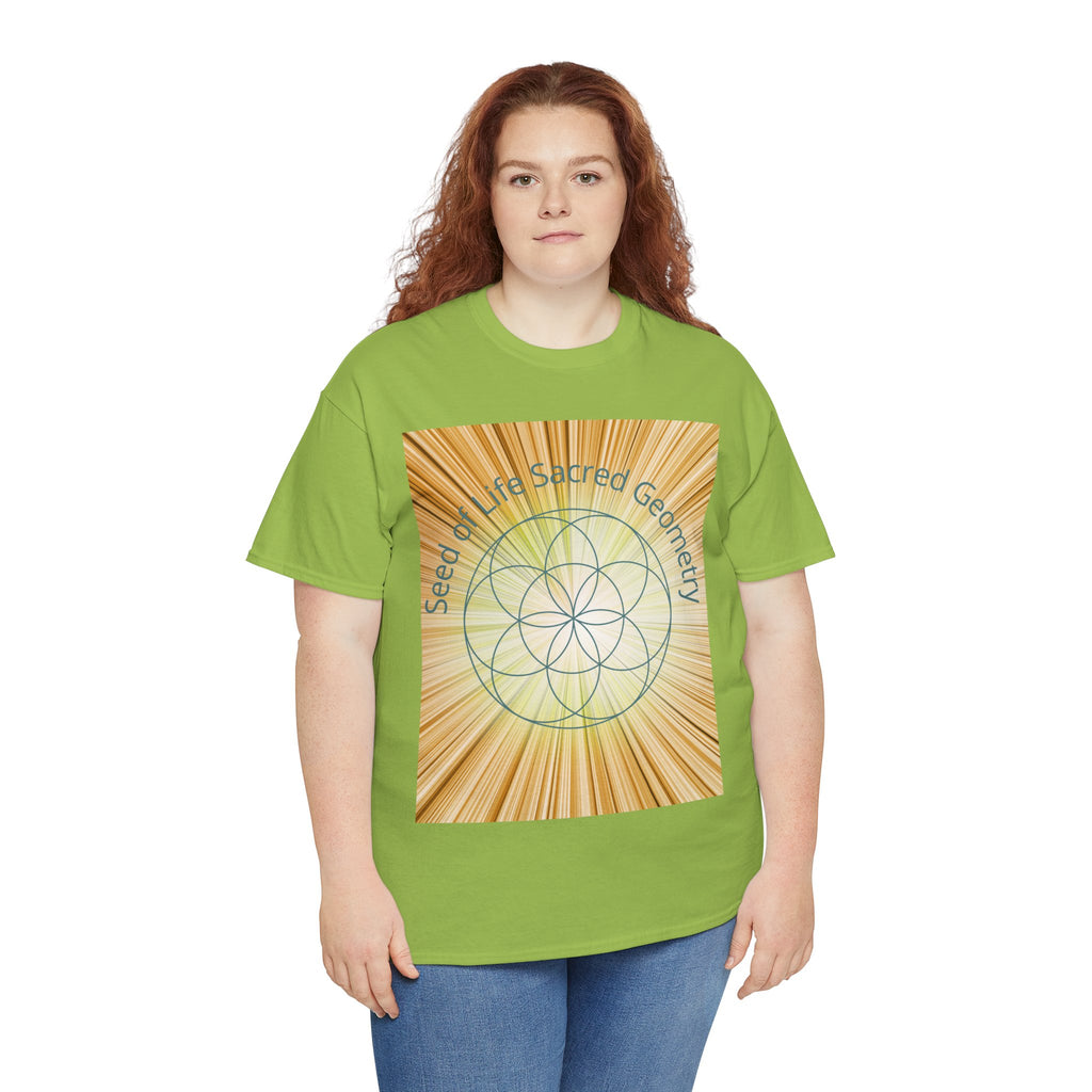 Seed of Life Sacred Geometry Tee – Golden Front Print | Intuition Within