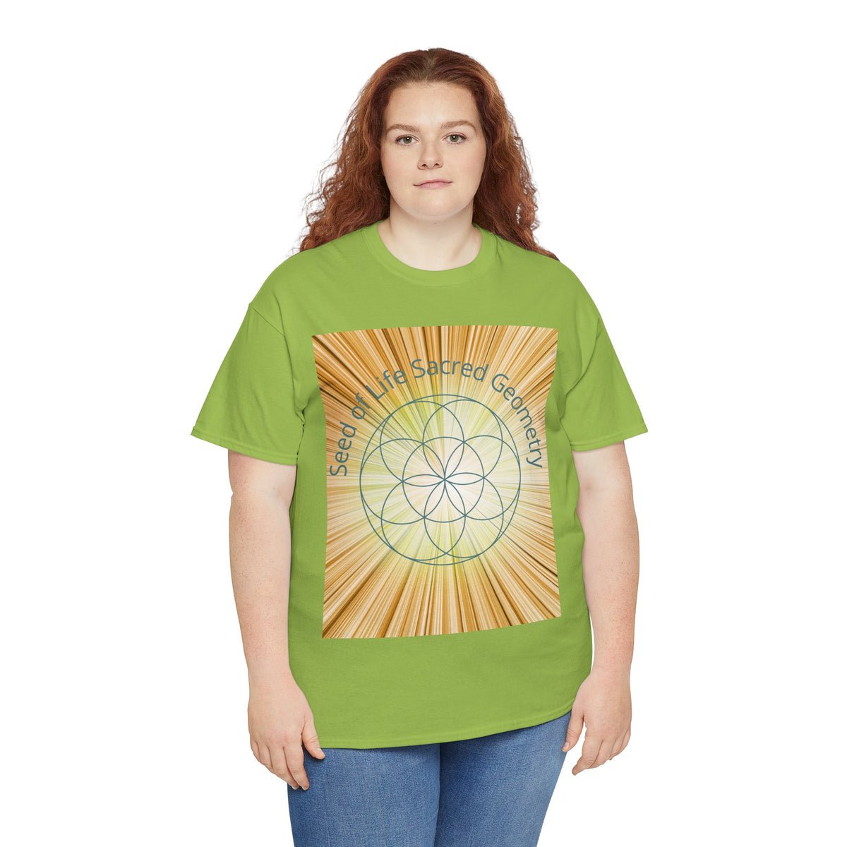 Seed of Life Sacred Geometry Tee – Golden Front Print | Intuition Within
