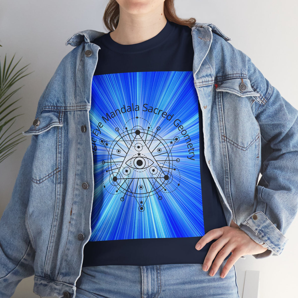 Blue Mandala Eye Sacred Geometry Tee – Front Print | Intuition Within