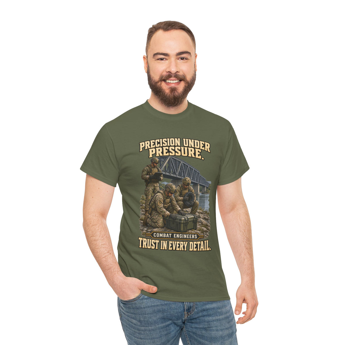 Precision Under Pressure Combat Engineer T-Shirt | Military Tribute