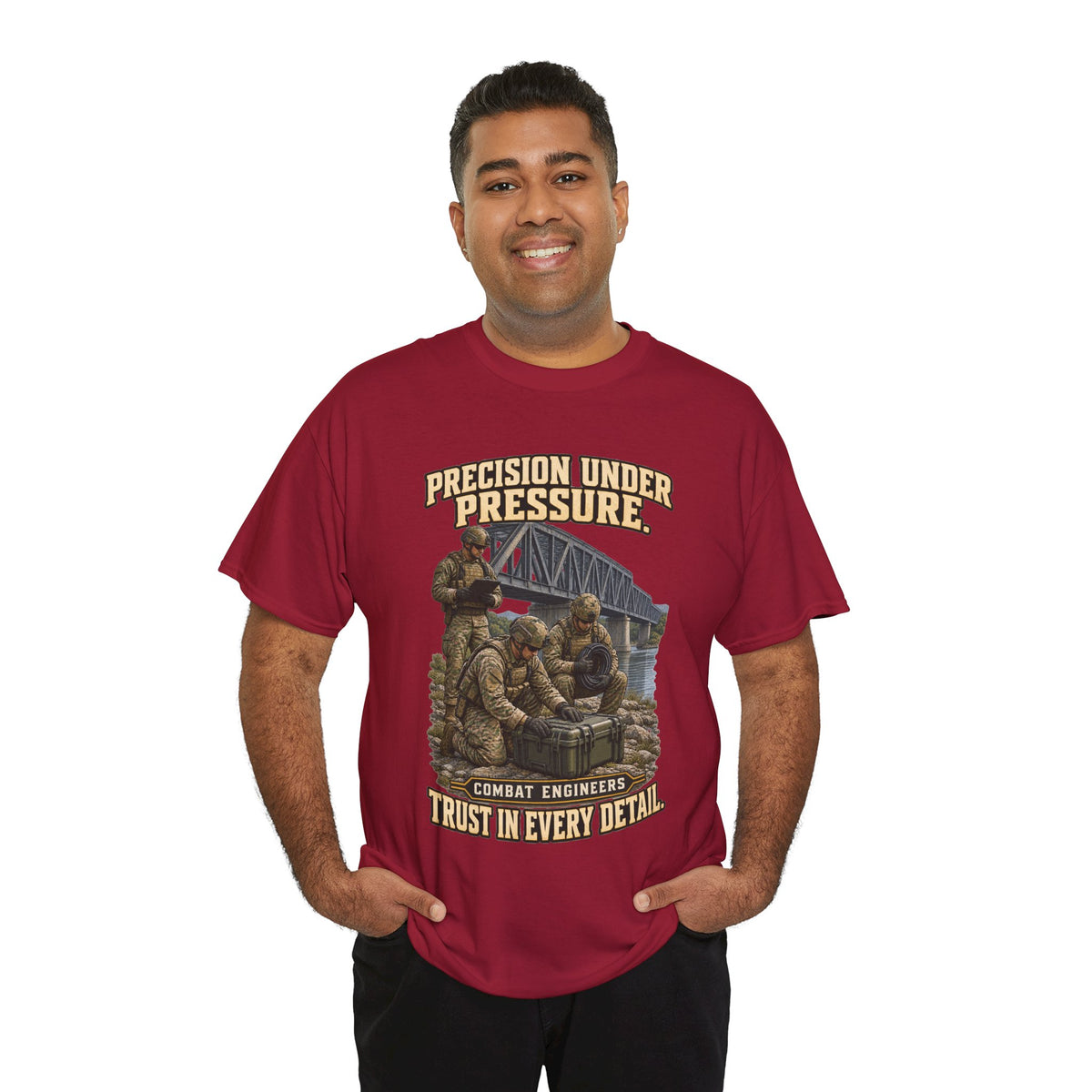 Precision Under Pressure Combat Engineer T-Shirt | Military Tribute