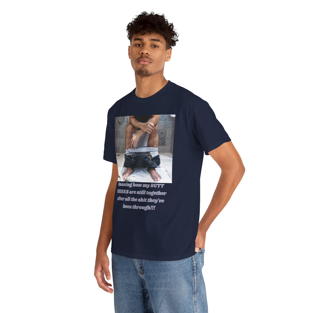 Still Together Bathroom Humor Tee – Male Design, Front Print | Intuition Within
