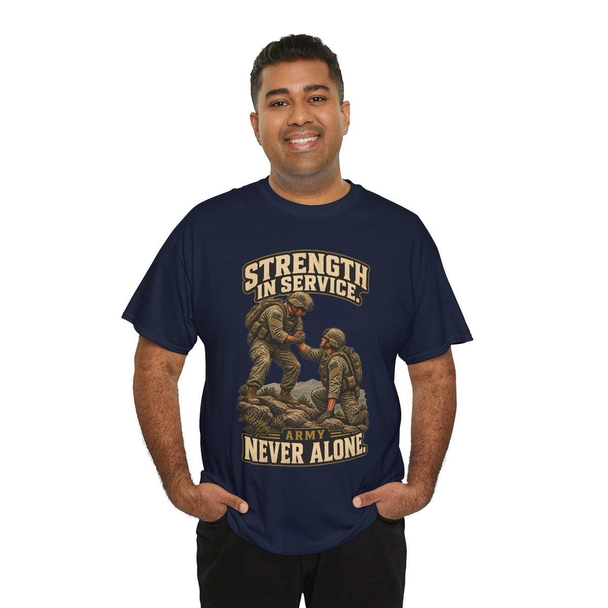 Strength in Service, Never Alone T-Shirt | Military Tribute
