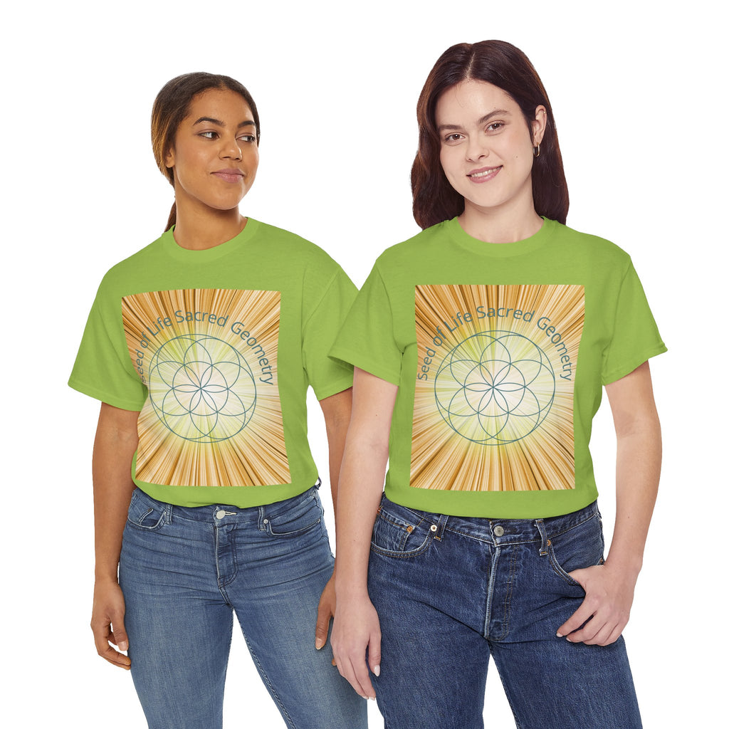 Seed of Life Sacred Geometry Tee – Golden Front Print | Intuition Within