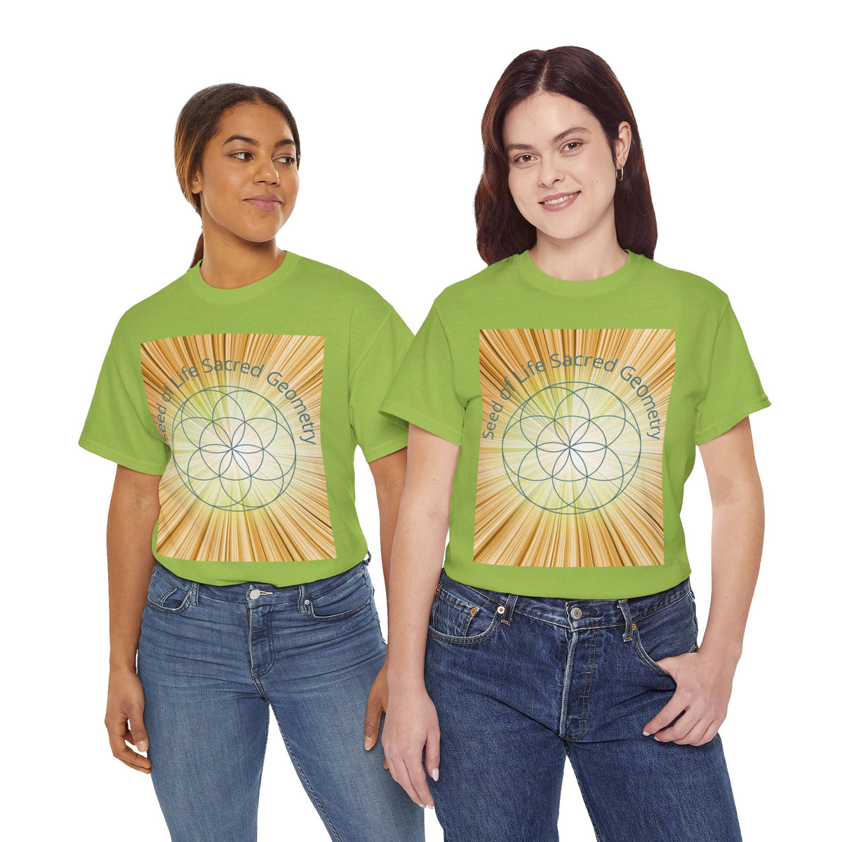 Seed of Life Sacred Geometry Tee – Golden Front Print | Intuition Within