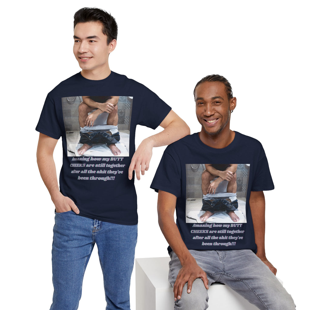Still Together Bathroom Humor Tee – Male Design, Front Print | Intuition Within
