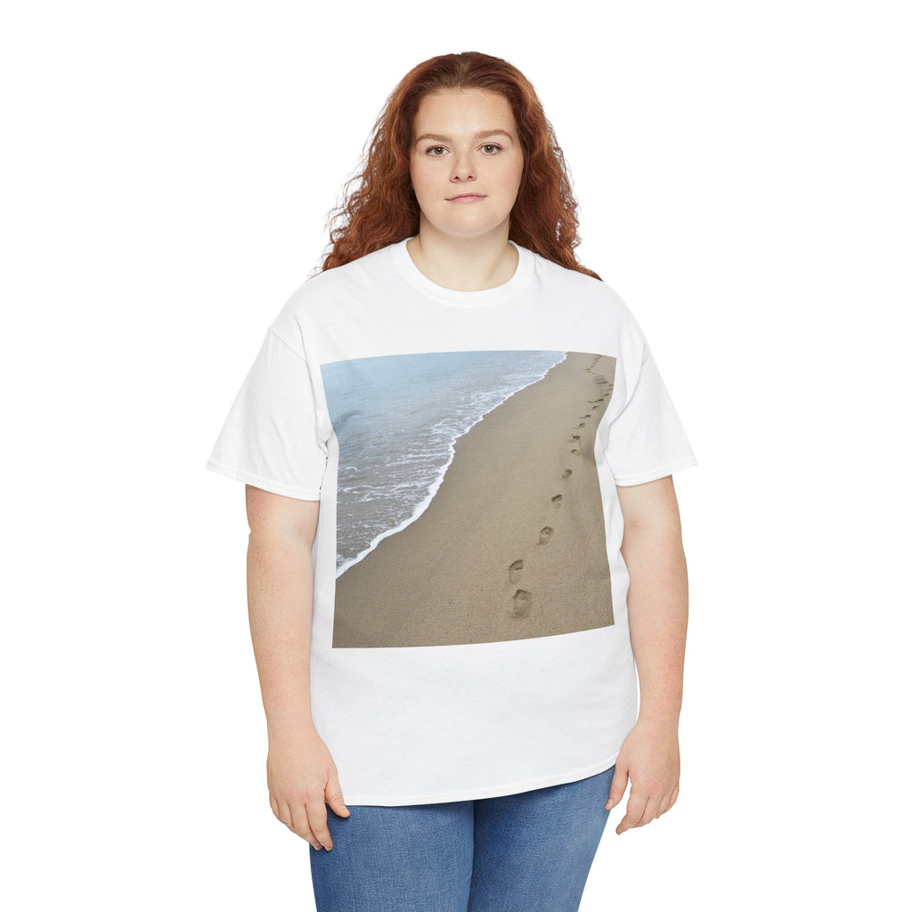 Beach Footprints Coastal Photo Tee – Front Print | Intuition Within