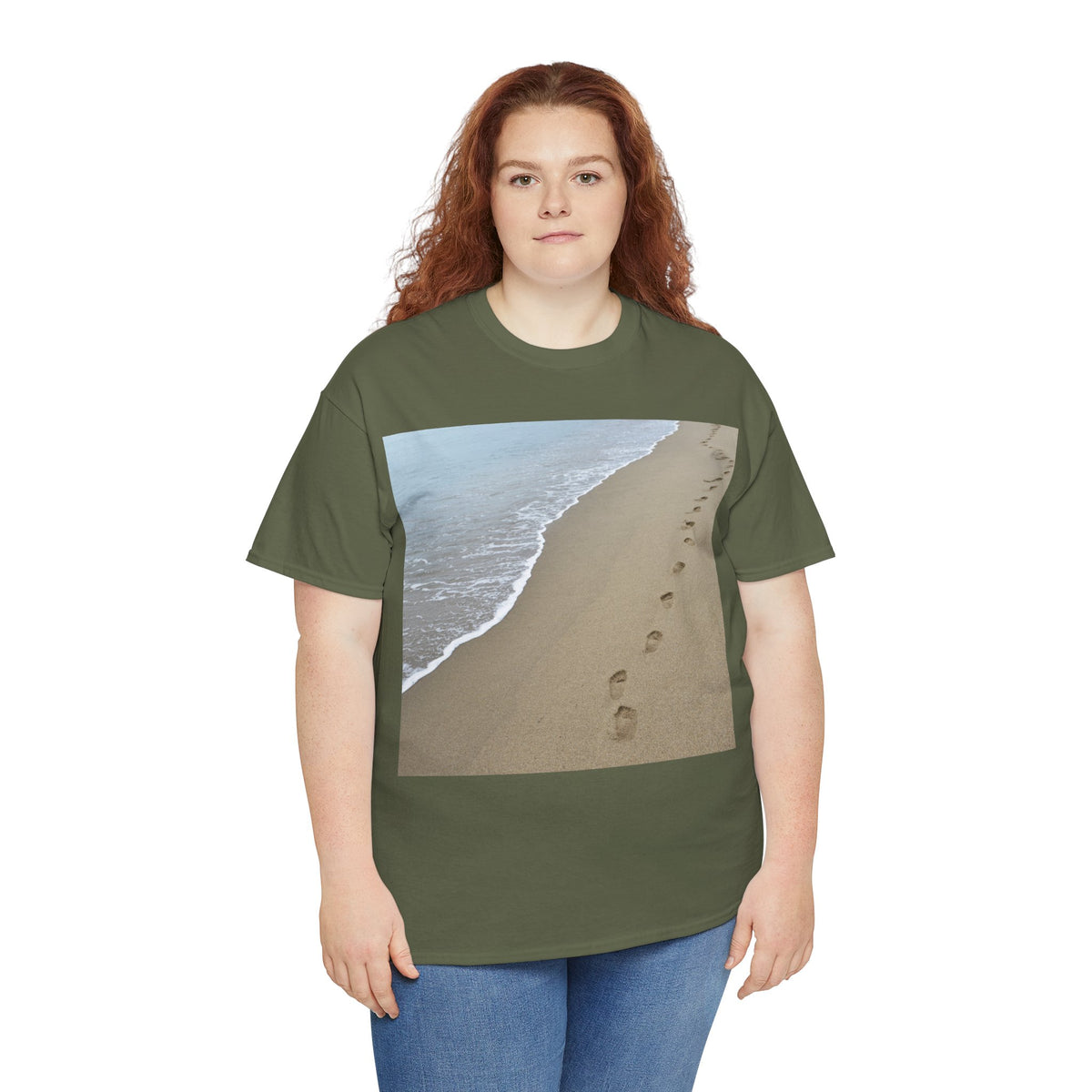 Beach Footprints Coastal Photo Tee – Front Print | Intuition Within