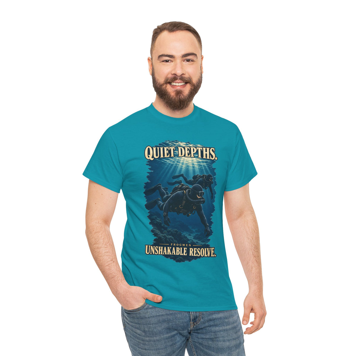 Quiet Depths, Unshakable Resolve T-Shirt | Military Diver Tribute