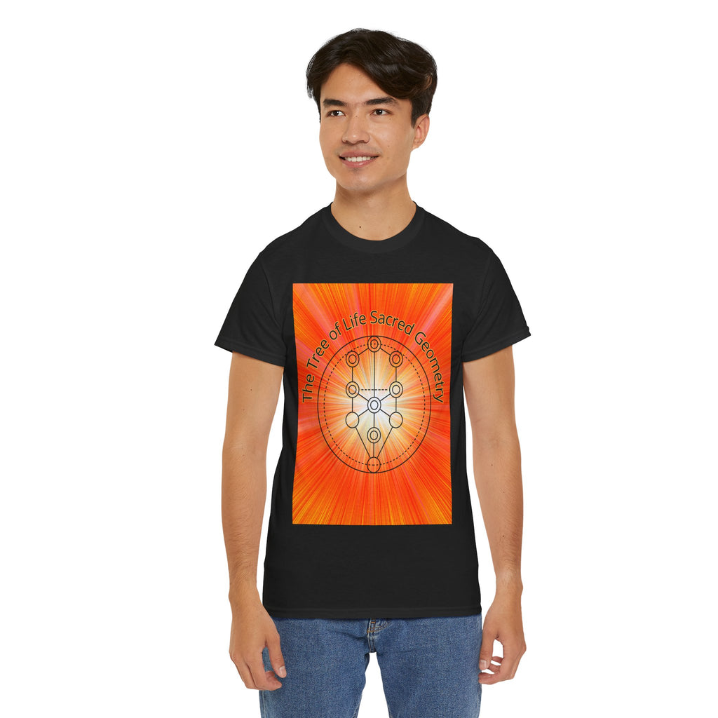 Tree of Life Sacred Geometry Tee – Orange Front Print | Intuition Within