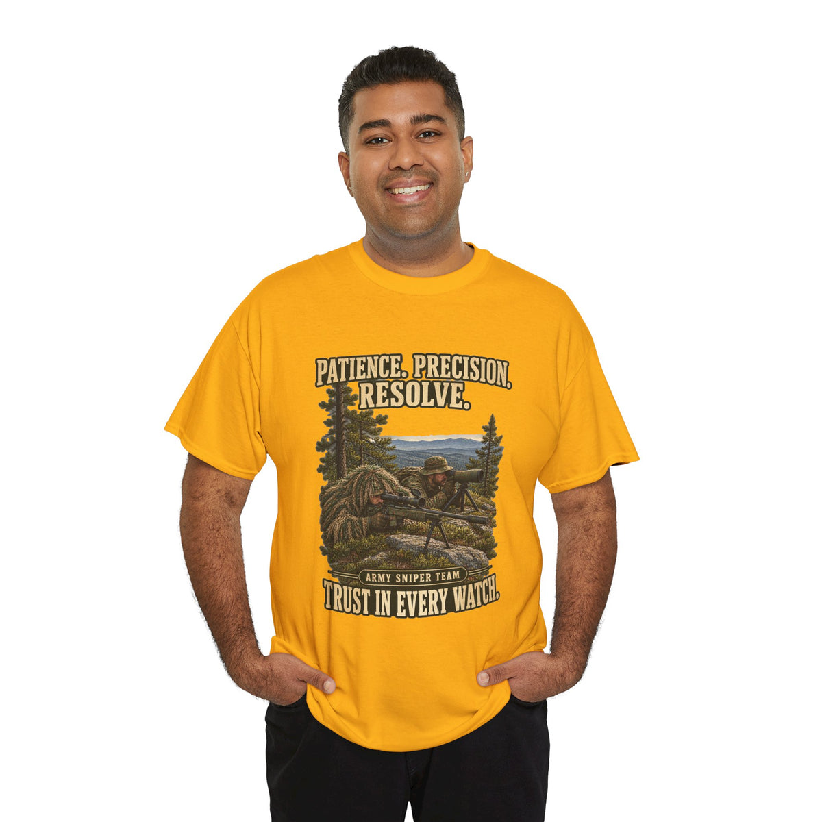 Patience, Precision, Resolve T-Shirt | Army Sniper Team Tribute