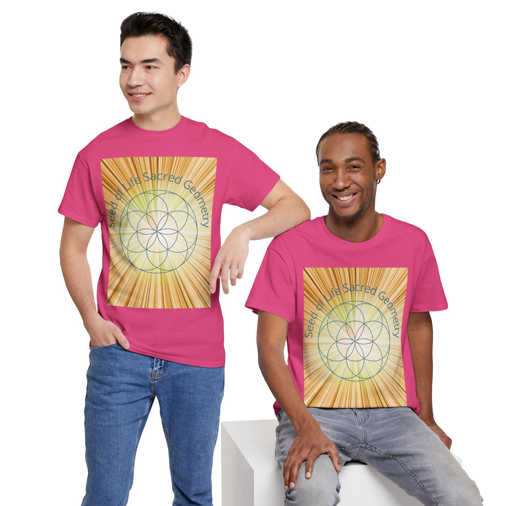 Seed of Life Sacred Geometry Tee – Golden Front Print | Intuition Within