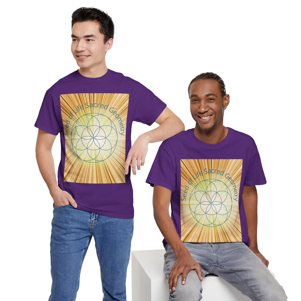 Seed of Life Sacred Geometry Tee – Golden Front Print | Intuition Within
