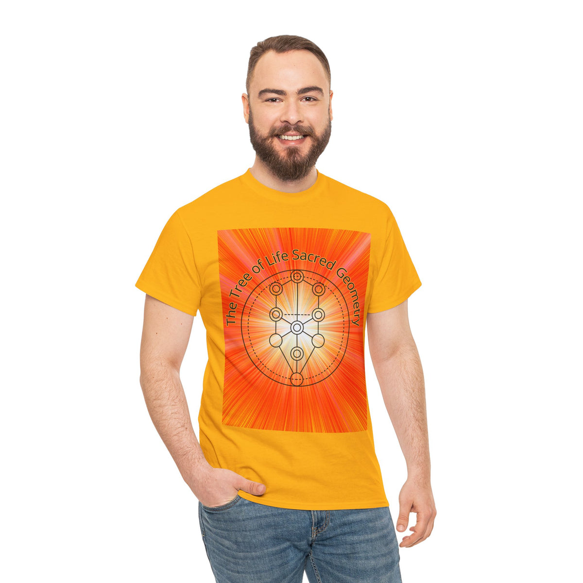 Tree of Life Sacred Geometry Tee – Orange Front Print | Intuition Within
