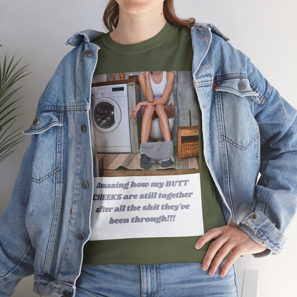 Still Together Bathroom Humor Tee – Female Design, Front Print | Intuition Within