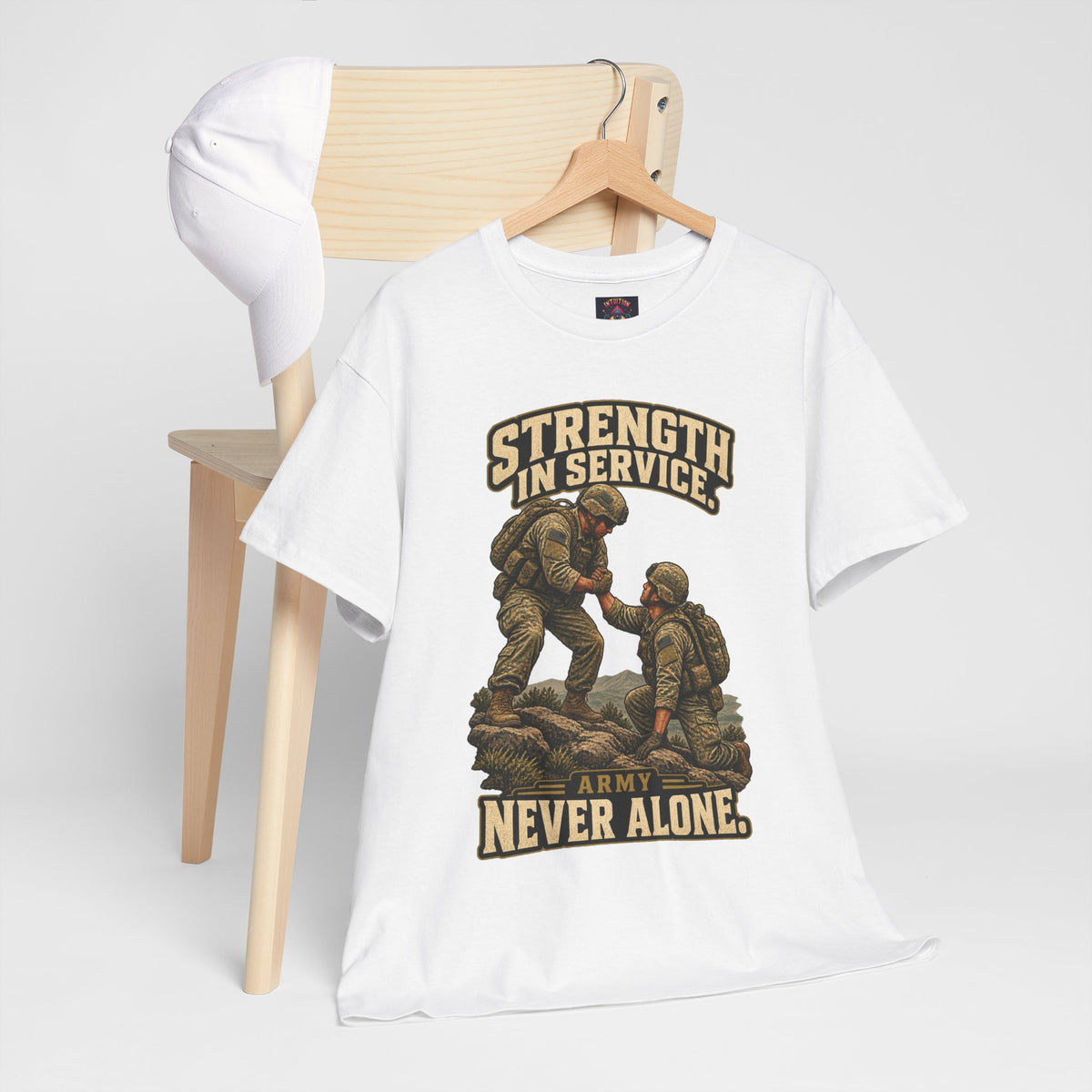 Strength in Service, Never Alone T-Shirt | Military Tribute
