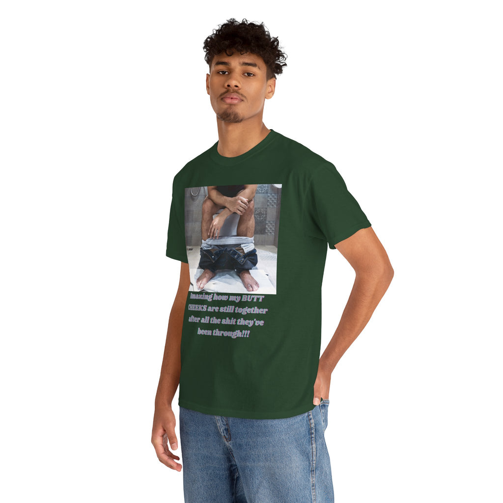 Still Together Bathroom Humor Tee – Male Design, Front Print | Intuition Within