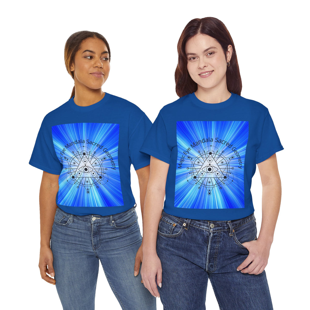 Blue Mandala Eye Sacred Geometry Tee – Front Print | Intuition Within