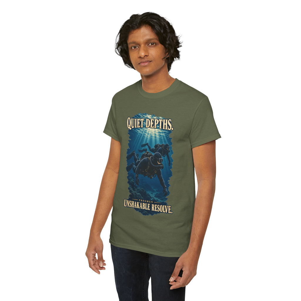 Quiet Depths, Unshakable Resolve T-Shirt | Military Diver Tribute