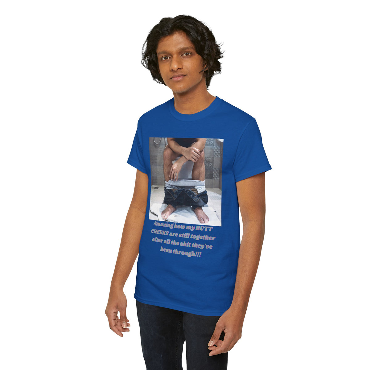 Still Together Bathroom Humor Tee – Male Design, Front Print | Intuition Within
