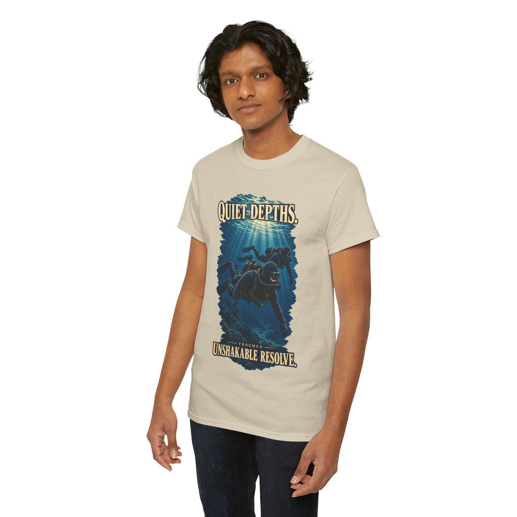 Quiet Depths, Unshakable Resolve T-Shirt | Military Diver Tribute