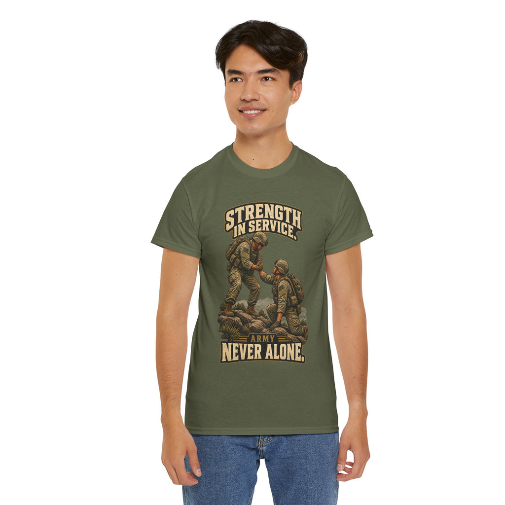 Strength in Service, Never Alone T-Shirt | Military Tribute