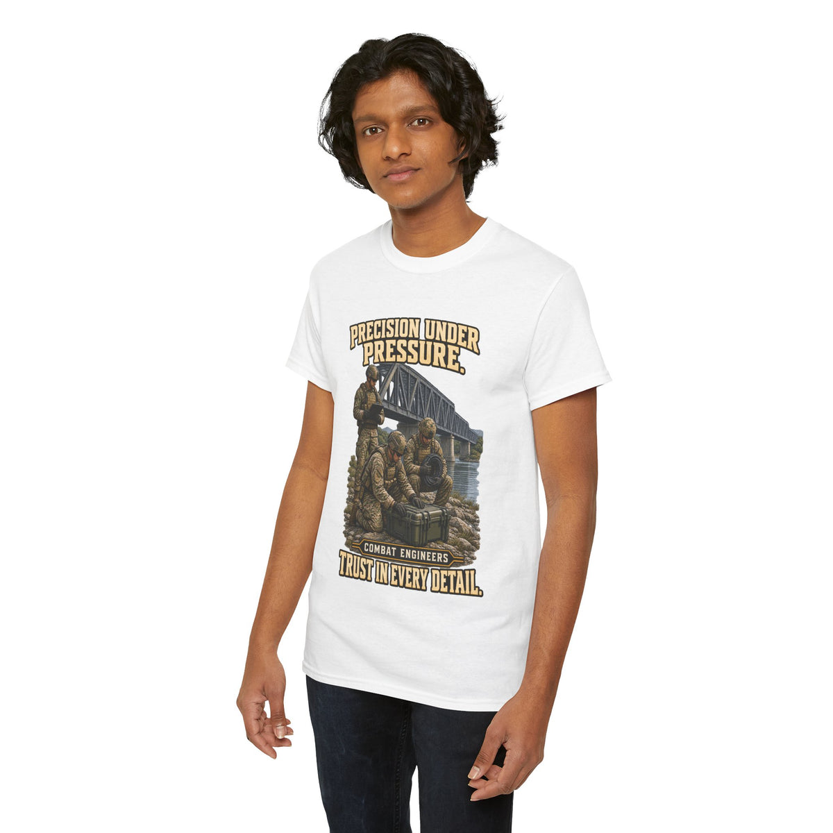 Precision Under Pressure Combat Engineer T-Shirt | Military Tribute