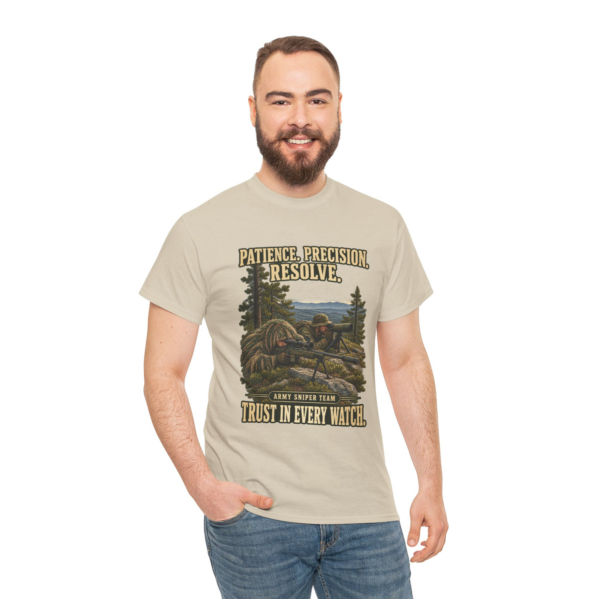 Patience, Precision, Resolve T-Shirt | Army Sniper Team Tribute