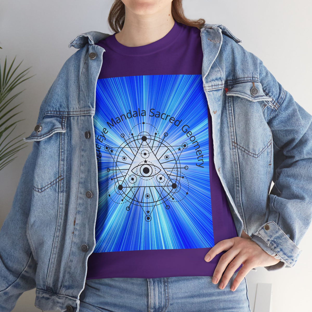 Blue Mandala Eye Sacred Geometry Tee – Front Print | Intuition Within