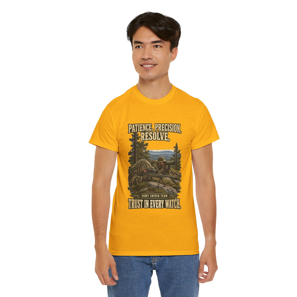 Patience, Precision, Resolve T-Shirt | Army Sniper Team Tribute