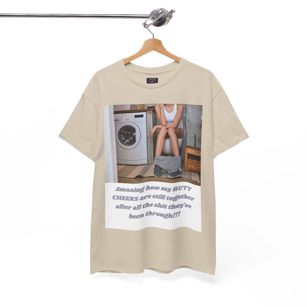 Still Together Bathroom Humor Tee – Female Design, Front Print | Intuition Within