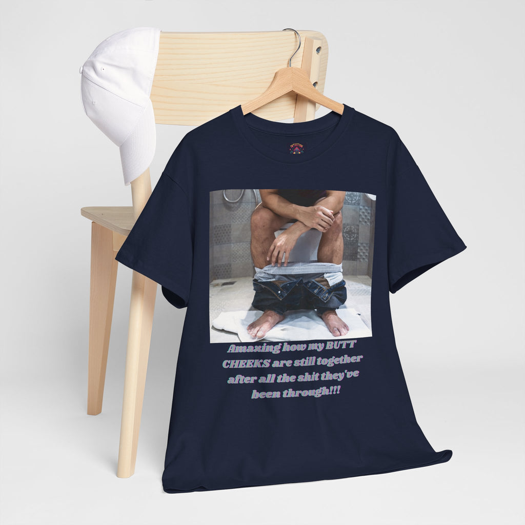 Still Together Bathroom Humor Tee – Male Design, Front Print | Intuition Within