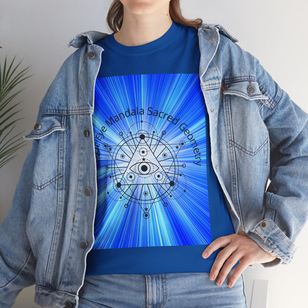 Blue Mandala Eye Sacred Geometry Tee – Front Print | Intuition Within
