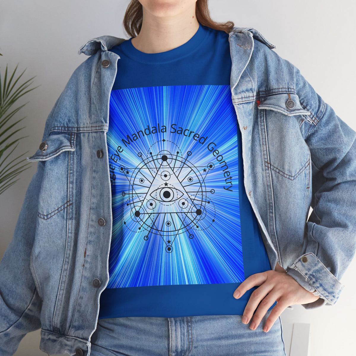 Blue Mandala Eye Sacred Geometry Tee – Front Print | Intuition Within