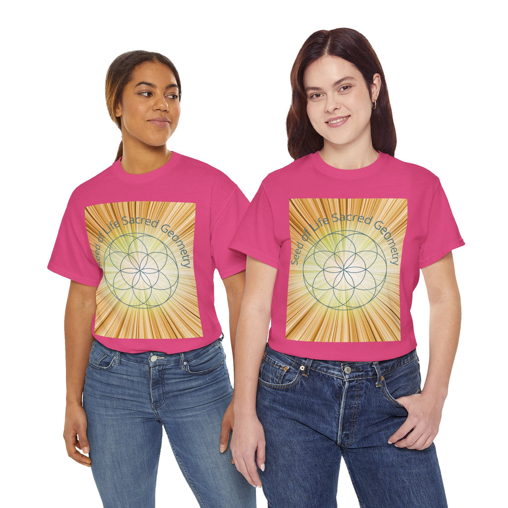 Seed of Life Sacred Geometry Tee – Golden Front Print | Intuition Within