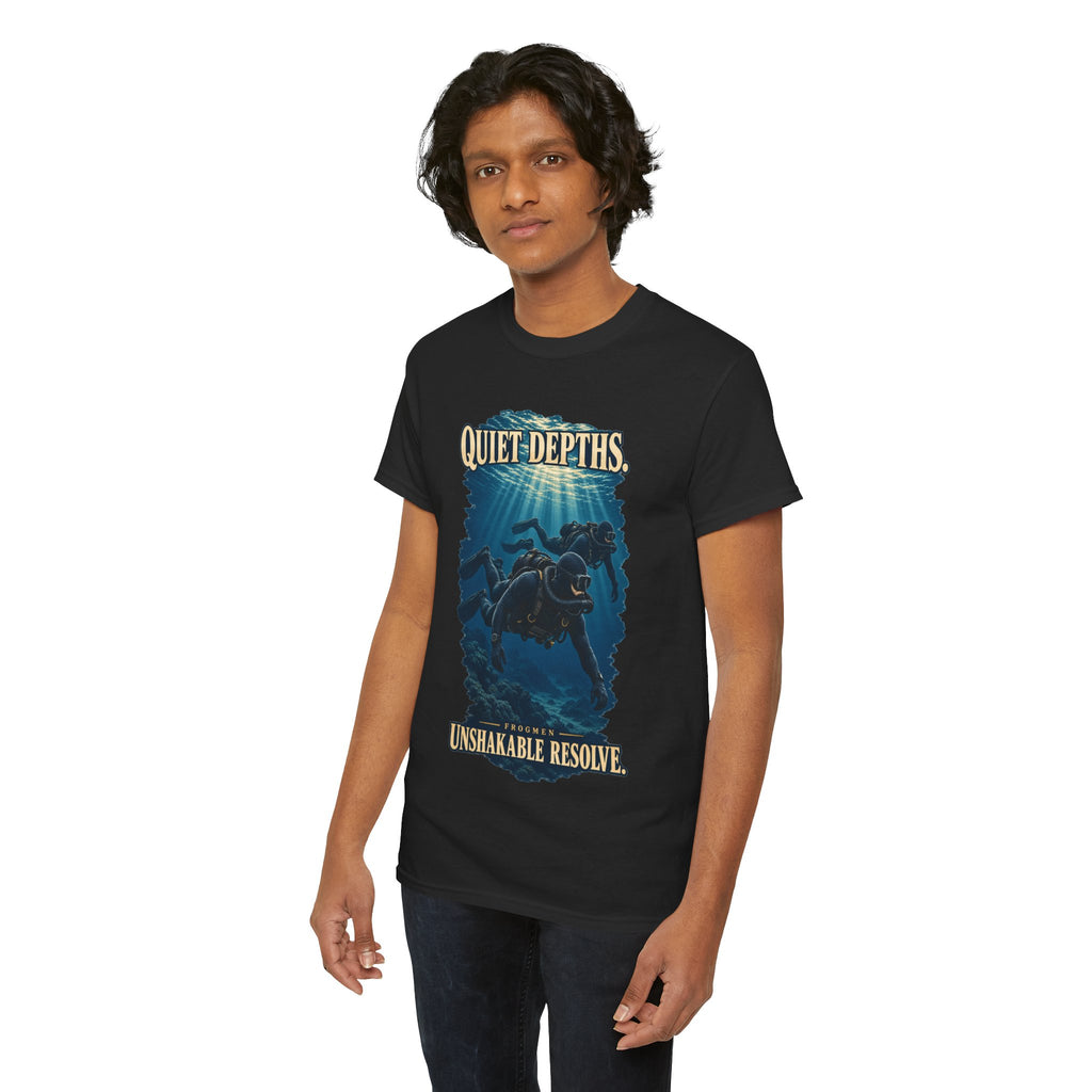 Quiet Depths, Unshakable Resolve T-Shirt | Military Diver Tribute
