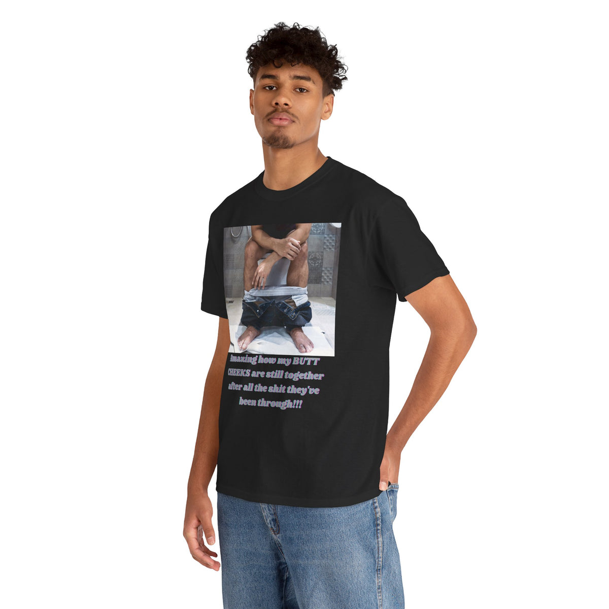 Still Together Bathroom Humor Tee – Male Design, Front Print | Intuition Within