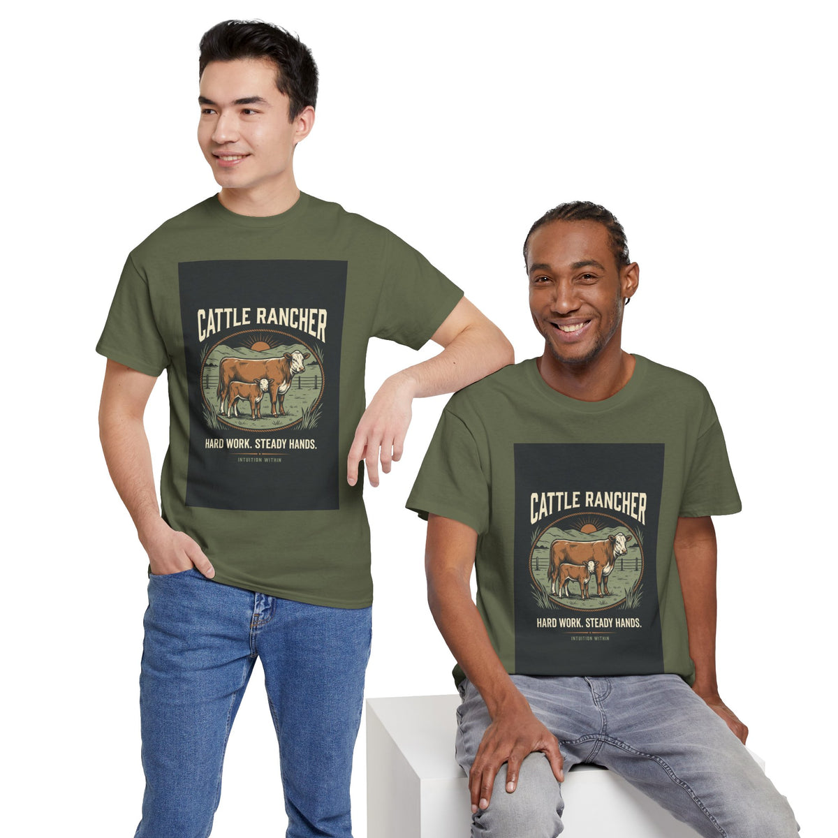Hard Work, Steady Hands Cattle Rancher T-Shirt