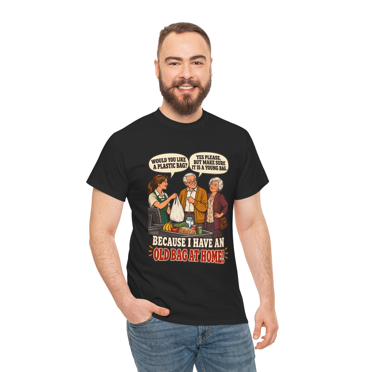 Old Bag at Home T-Shirt | Cheeky Shopping Humor