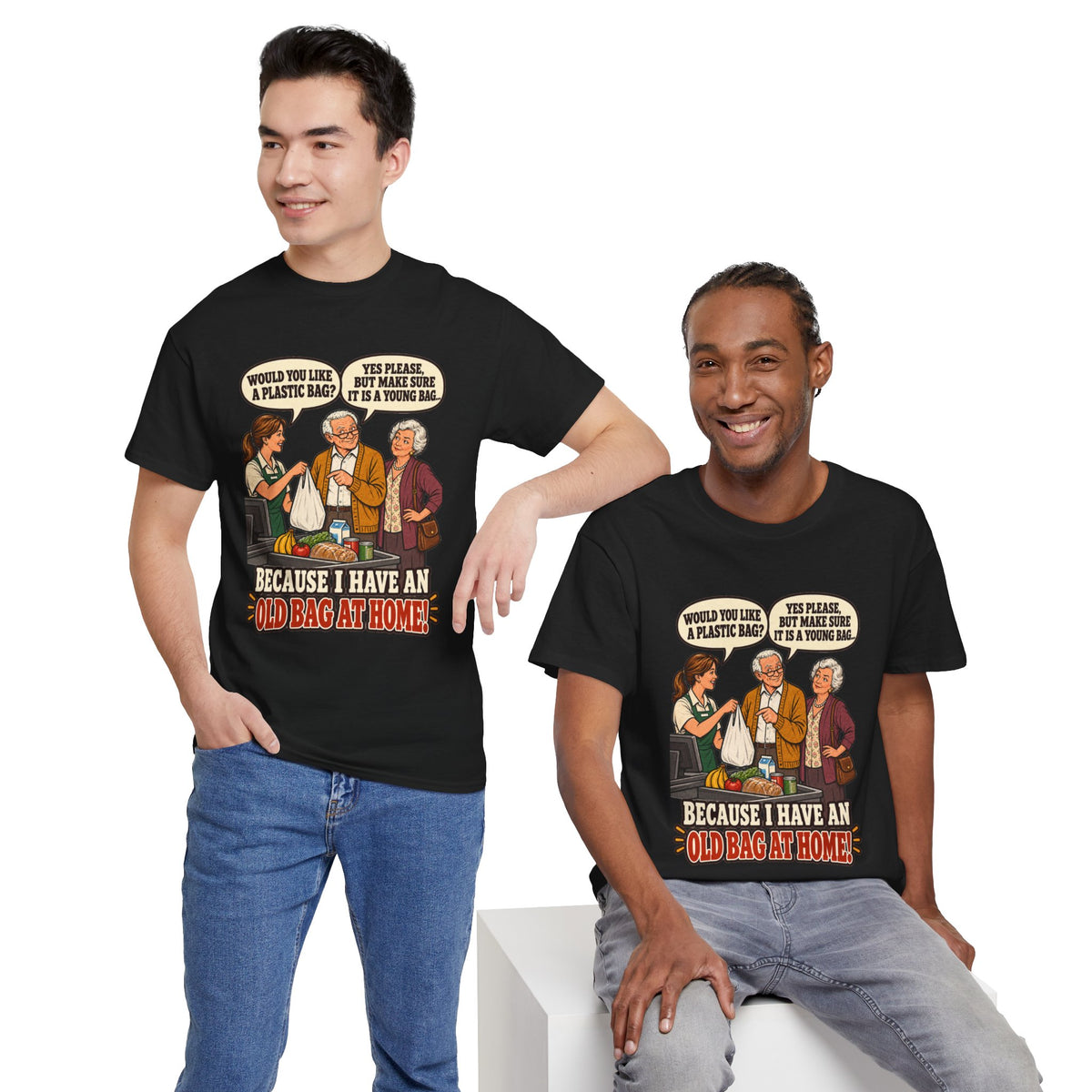 Old Bag at Home T-Shirt | Cheeky Shopping Humor