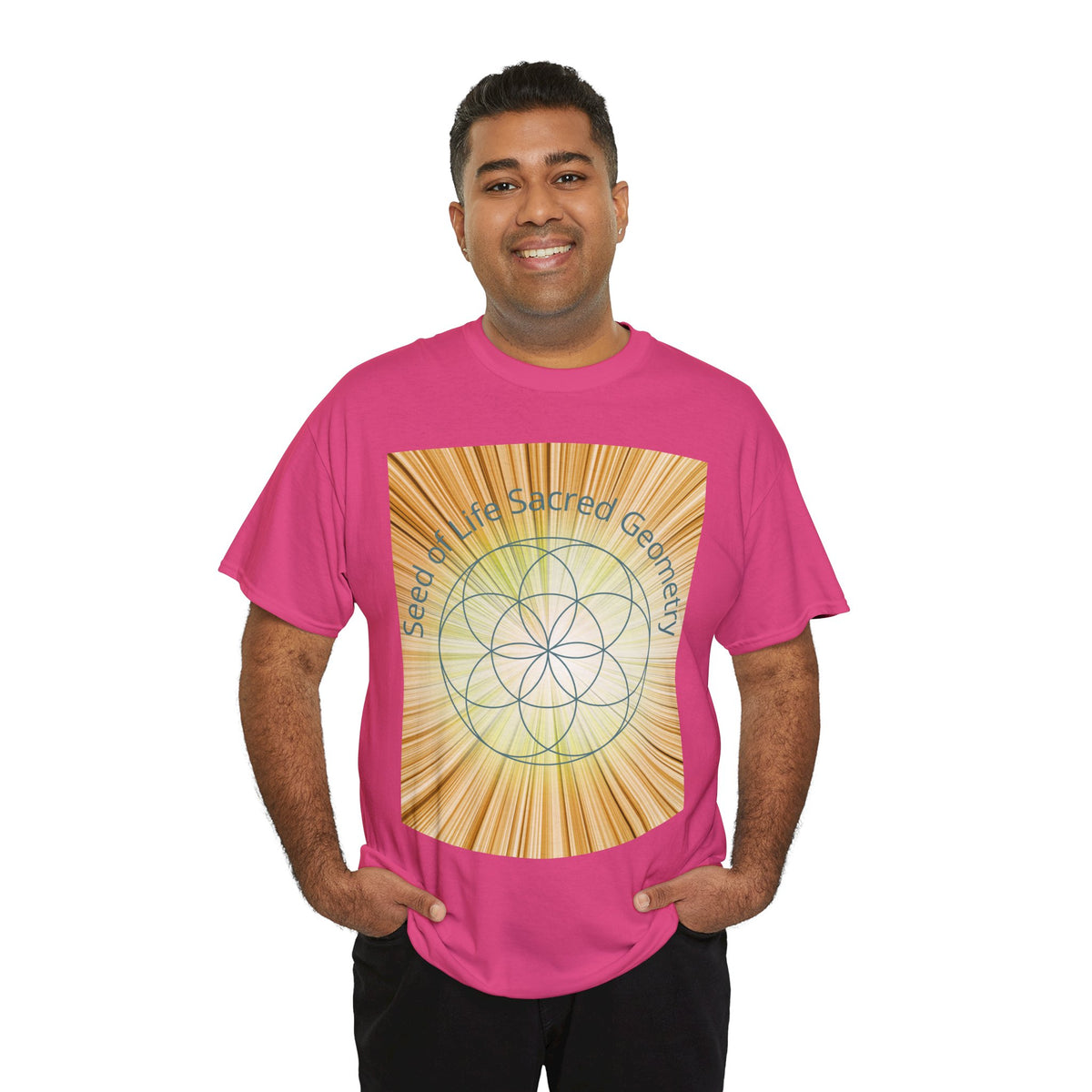 Seed of Life Sacred Geometry Tee – Golden Front Print | Intuition Within