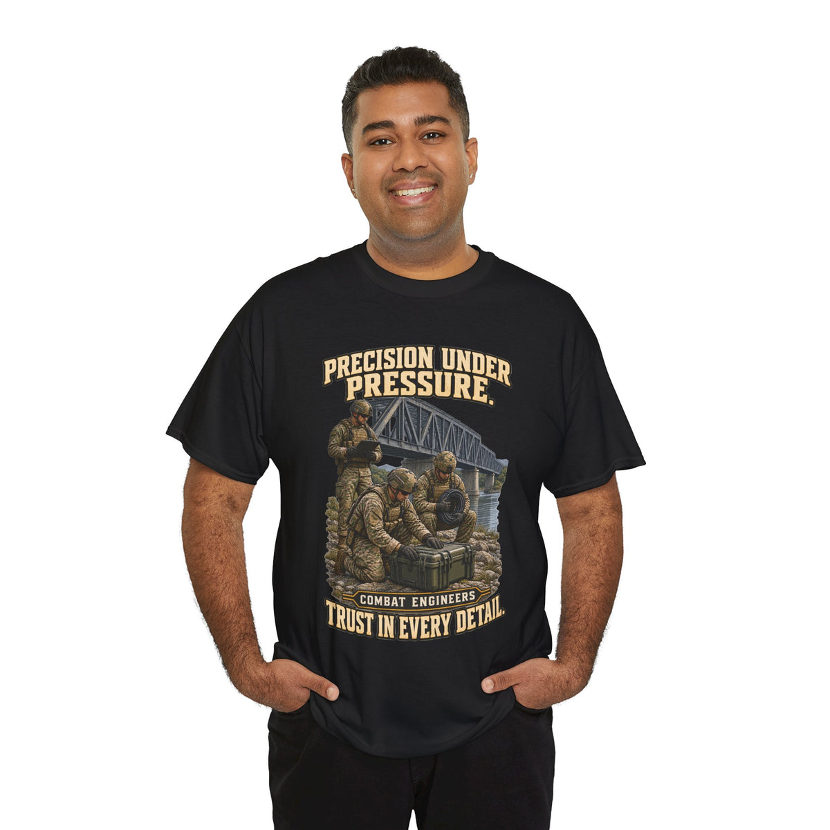 Precision Under Pressure Combat Engineer T-Shirt | Military Tribute