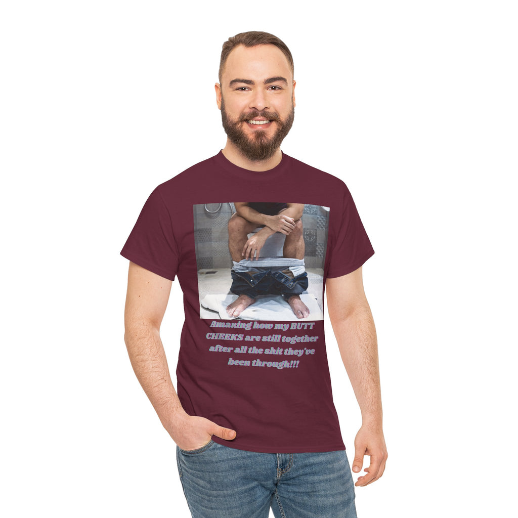 Still Together Bathroom Humor Tee – Male Design, Front Print | Intuition Within
