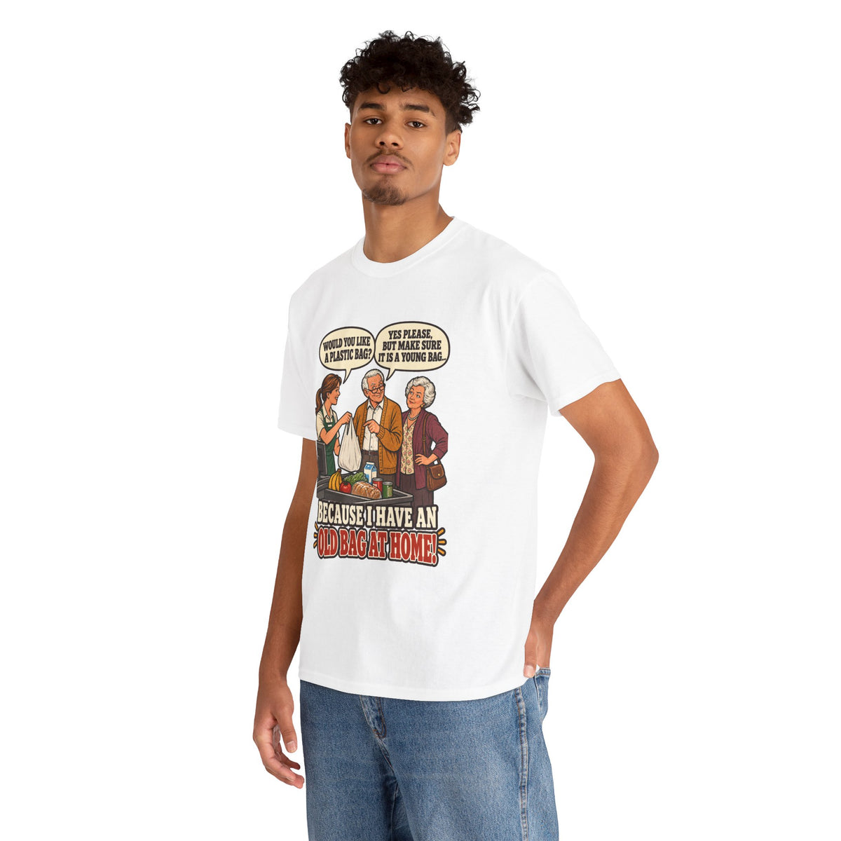 Old Bag at Home T-Shirt | Cheeky Shopping Humor