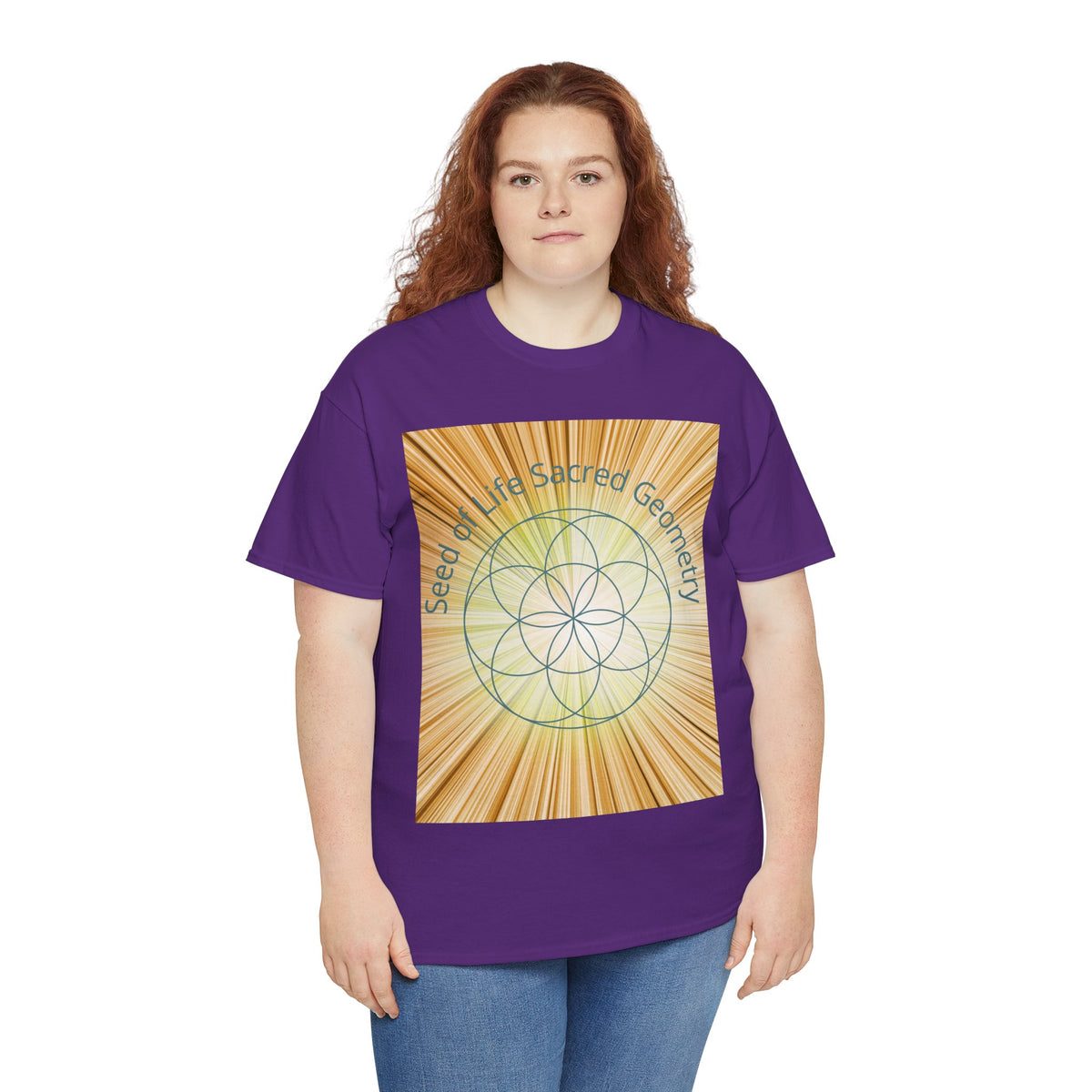 Seed of Life Sacred Geometry Tee – Golden Front Print | Intuition Within
