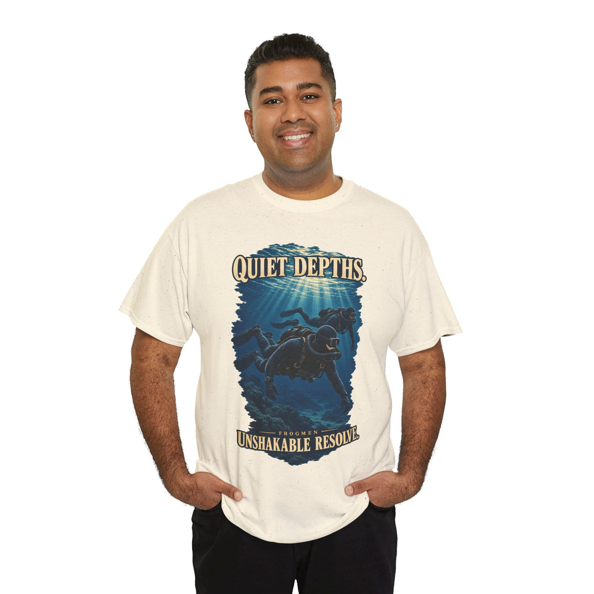 Quiet Depths, Unshakable Resolve T-Shirt | Military Diver Tribute
