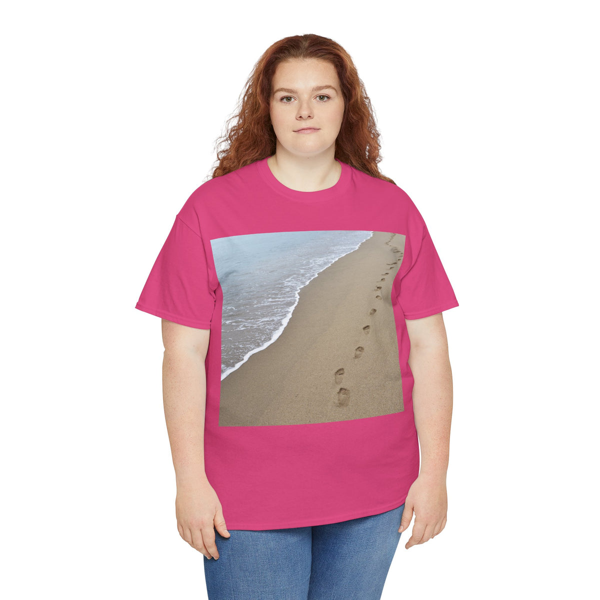 Beach Footprints Coastal Photo Tee – Front Print | Intuition Within