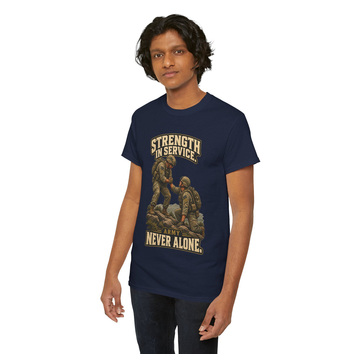 Strength in Service, Never Alone T-Shirt | Military Tribute