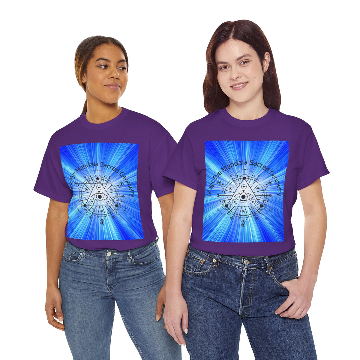 Blue Mandala Eye Sacred Geometry Tee – Front Print | Intuition Within